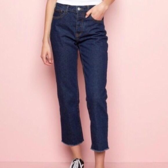 J. Galt Brandy Melville Millie Button-Front Dark Wash Denim Jeans NWT Size Small - Picture 1 of 15